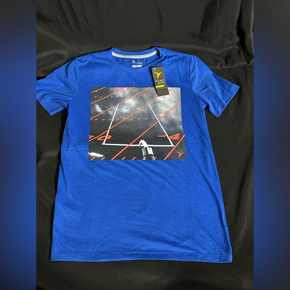 Old Navy Active Boys Go Dry Blue Athletic Graphic Short Sleeve Tee XL NWT